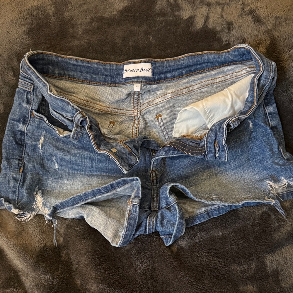 Studio Blue Distressed Denim Shorts